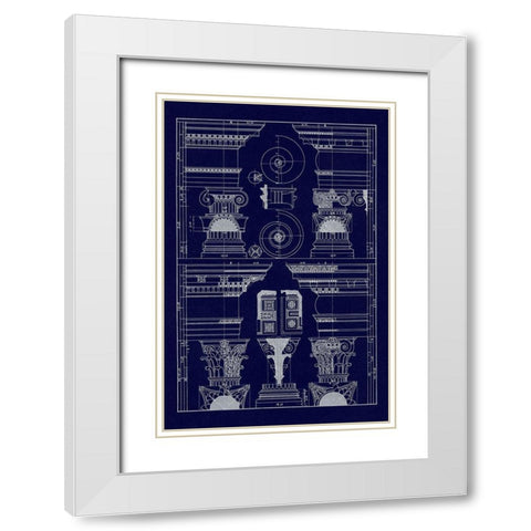 Pediments of the Renaissance (Blueprint) White Modern Wood Framed Art Print with Double Matting by Buhlmann, J.