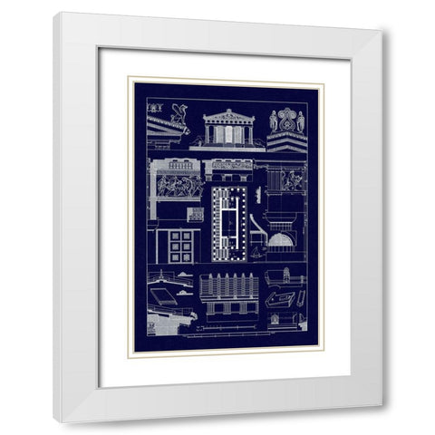 Temples and Roofings (Blueprint) White Modern Wood Framed Art Print with Double Matting by Buhlmann, J.