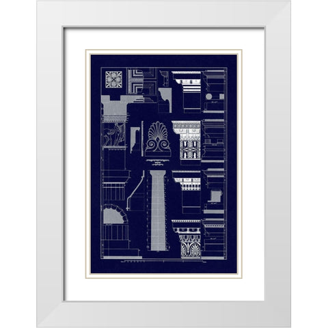 Details of the Parthenon at Athens (Blueprint) White Modern Wood Framed Art Print with Double Matting by Buhlmann, J.