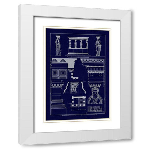 Porch of the Caryatids (Blueprint) White Modern Wood Framed Art Print with Double Matting by Buhlmann, J.