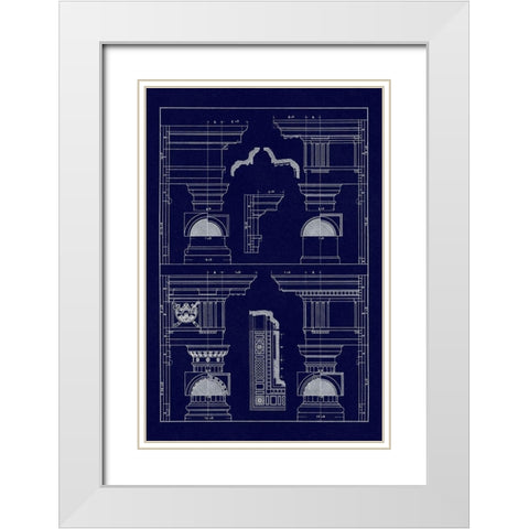 Doric and Tuscan Orders (Blueprint) White Modern Wood Framed Art Print with Double Matting by Buhlmann, J.