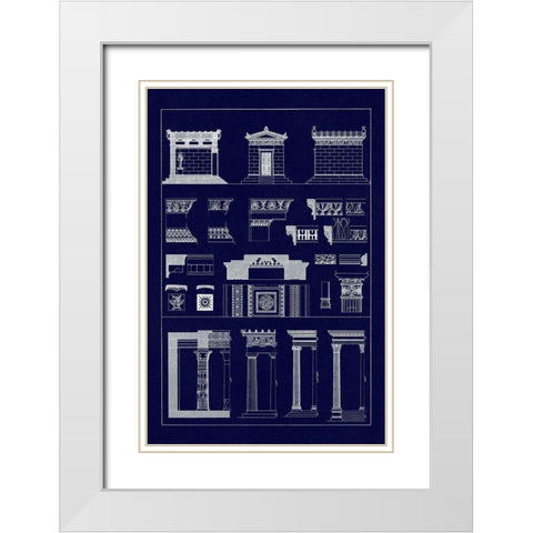 Hellenic Chapel and Decorative Forms (Blueprint) White Modern Wood Framed Art Print with Double Matting by Buhlmann, J.