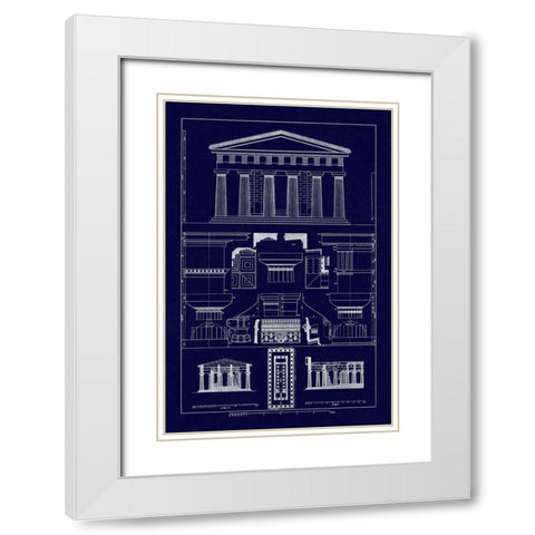 Temple of Poseidon at Paestum (Blueprint) White Modern Wood Framed Art Print with Double Matting by Buhlmann, J.