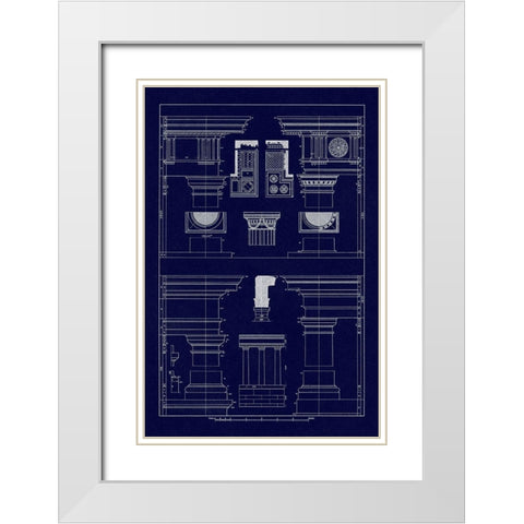 Doric, Tuscan Orders and Columns (Blueprint) White Modern Wood Framed Art Print with Double Matting by Buhlmann, J.