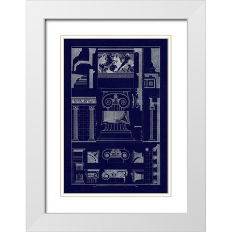 Ionic Orders and Capitals, Polychrome (Blueprint) White Modern Wood Framed Art Print with Double Matting by Buhlmann, J.