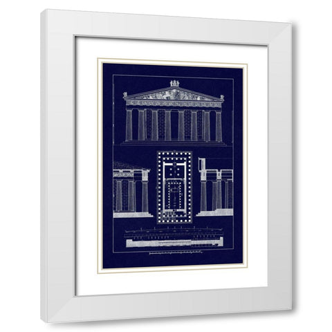 The Parthenon at Athens, Polychrome (Blueprint) White Modern Wood Framed Art Print with Double Matting by Buhlmann, J.