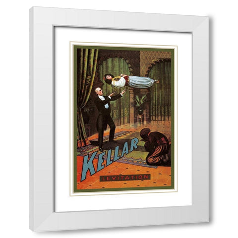 Magicians: Kellar: Levitation White Modern Wood Framed Art Print with Double Matting by Unknown