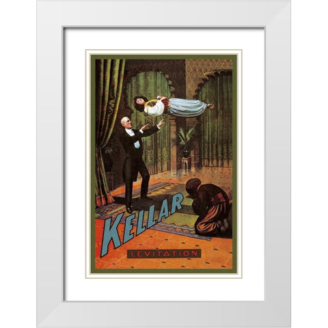 Magicians: Kellar: Levitation White Modern Wood Framed Art Print with Double Matting by Unknown
