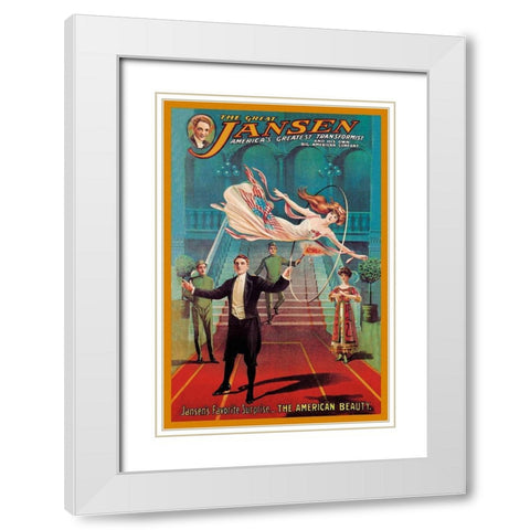 Magicians: Jansens Favorite Surprise: The American Beauty White Modern Wood Framed Art Print with Double Matting by American Show Printing