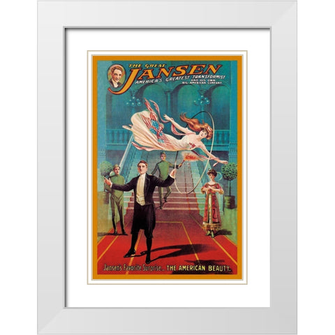 Magicians: Jansens Favorite Surprise: The American Beauty White Modern Wood Framed Art Print with Double Matting by American Show Printing