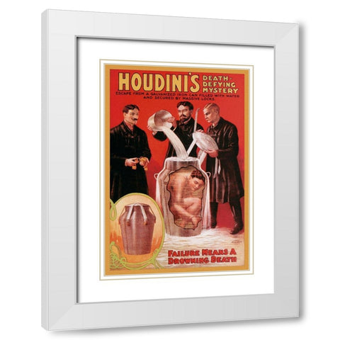 Magicians: Houdinis Death-Defying Mystery White Modern Wood Framed Art Print with Double Matting by Unknown