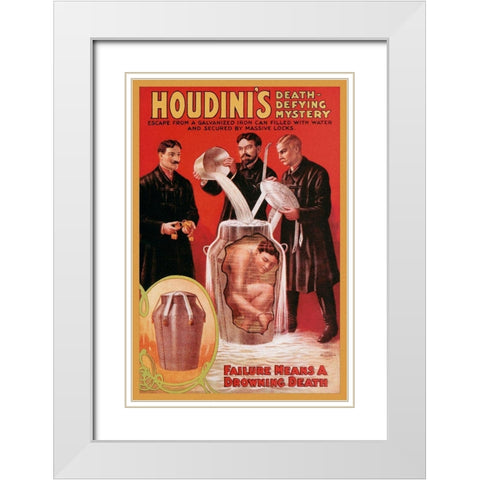 Magicians: Houdinis Death-Defying Mystery White Modern Wood Framed Art Print with Double Matting by Unknown