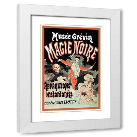 Magicians: Musee Grevin Magie Noire: Apparitions Instantanees par le Professeur Carmelli White Modern Wood Framed Art Print with Double Matting by Cheret, Jules