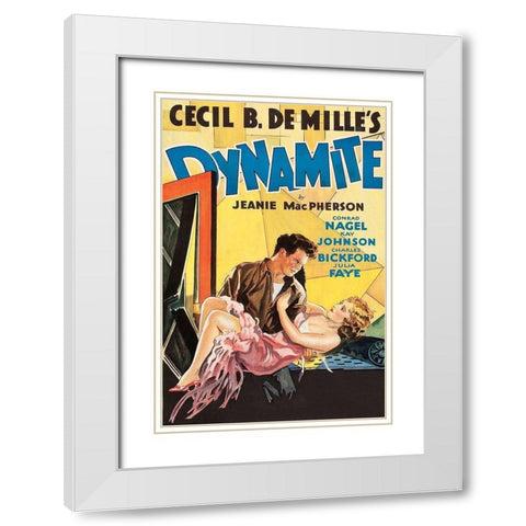 Vintage Film Posters: Dynamite White Modern Wood Framed Art Print with Double Matting by Unknown