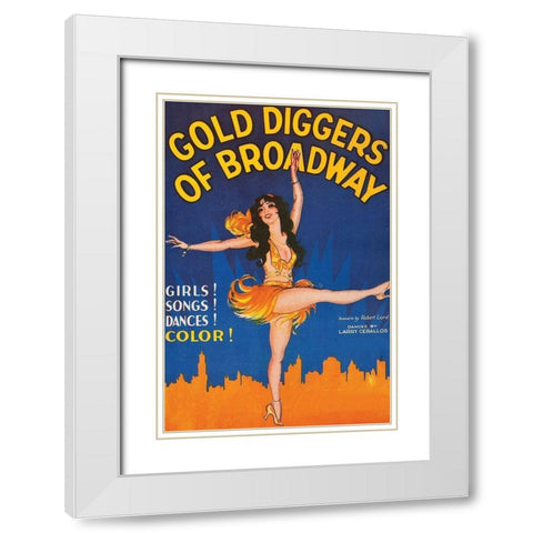 Vintage Film Posters: Gold Diggers of Broadway White Modern Wood Framed Art Print with Double Matting by Unknown