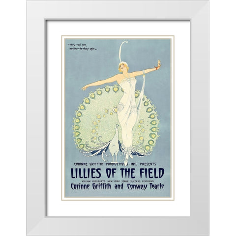 Vintage Film Posters: Lilies of the Field White Modern Wood Framed Art Print with Double Matting by Unknown