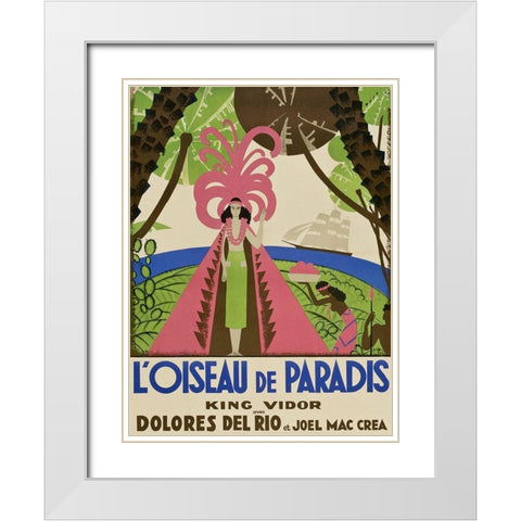 Vintage Film Posters: Bird of Paradise Loiseau de Paradis White Modern Wood Framed Art Print with Double Matting by Unknown