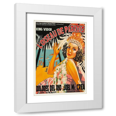 Vintage Film Posters: Bird of Paradise Loiseau de Paradis White Modern Wood Framed Art Print with Double Matting by Unknown