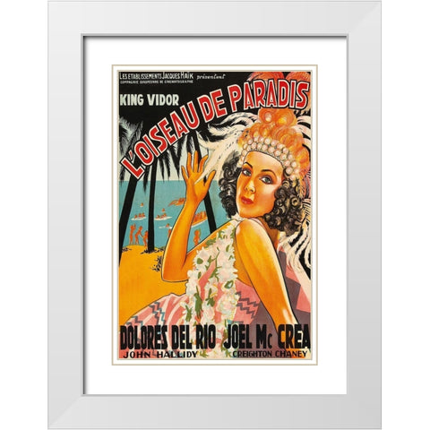 Vintage Film Posters: Bird of Paradise Loiseau de Paradis White Modern Wood Framed Art Print with Double Matting by Unknown