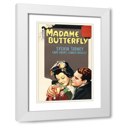 Vintage Film Posters: Madame Butterfly White Modern Wood Framed Art Print with Double Matting by Unknown