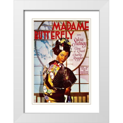 Vintage Film Posters: Madame Butterfly White Modern Wood Framed Art Print with Double Matting by Unknown