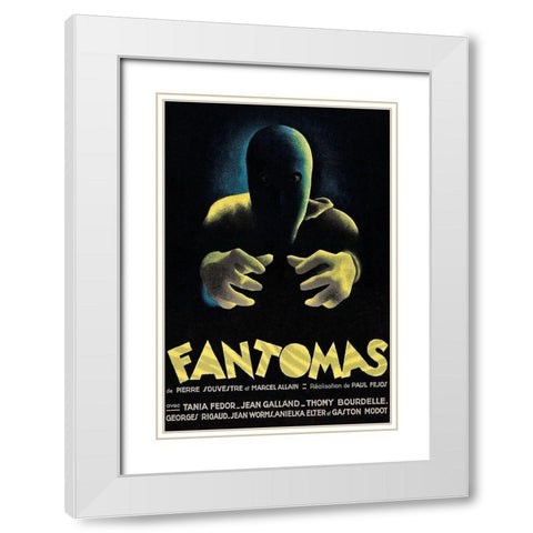 Vintage Film Posters: Phantoms Fantomas White Modern Wood Framed Art Print with Double Matting by Unknown