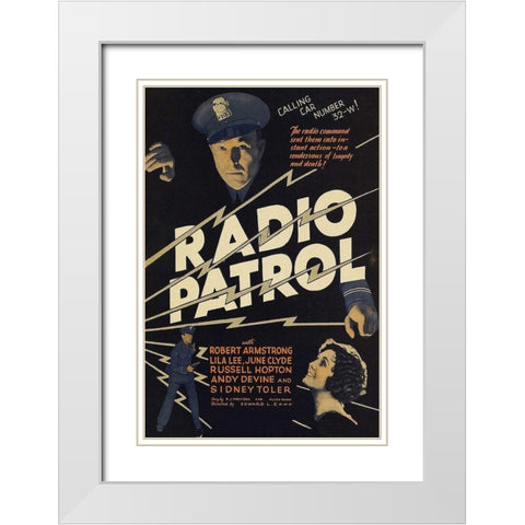 Vintage Film Posters: Radio Patrol White Modern Wood Framed Art Print with Double Matting by Unknown