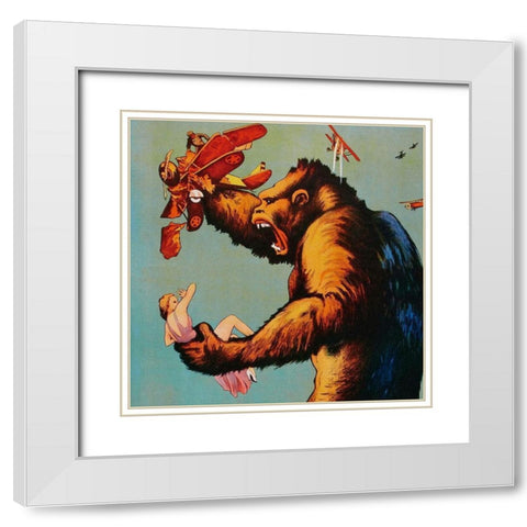Vintage Film Posters: King Kong - Detail White Modern Wood Framed Art Print with Double Matting by Unknown