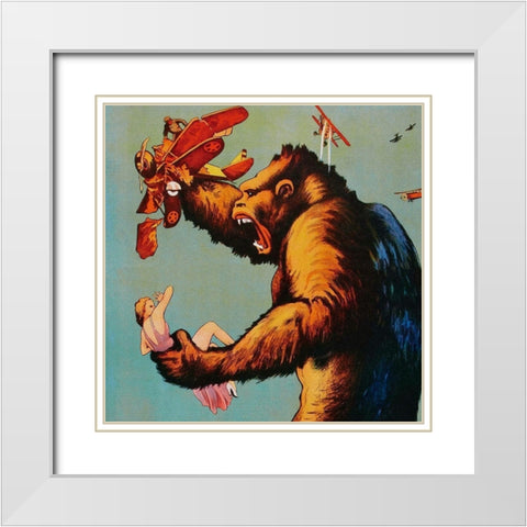 Vintage Film Posters: King Kong - Detail White Modern Wood Framed Art Print with Double Matting by Unknown