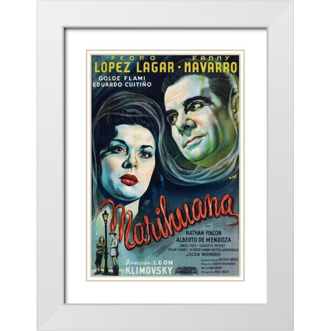 Vintage Vices: Marihuana White Modern Wood Framed Art Print with Double Matting by Vintage Vices