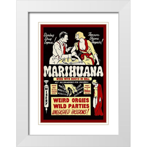 Vintage Vices: Marihuana: Weed with Roots in Hell White Modern Wood Framed Art Print with Double Matting by Vintage Vices