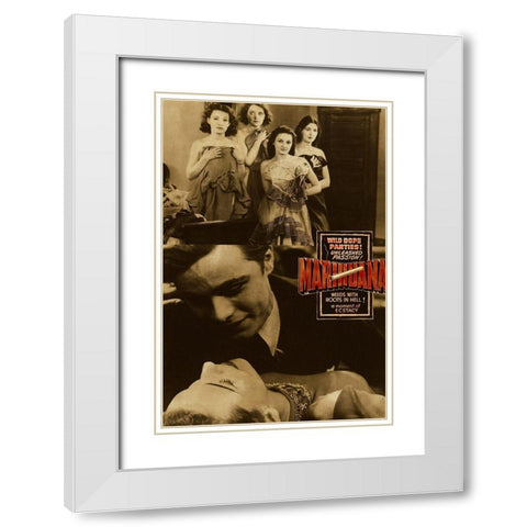 Vintage Vices: Wild Dope Parties! Marihuana. White Modern Wood Framed Art Print with Double Matting by Vintage Vices