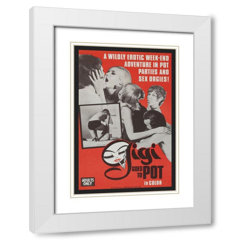 Vintage Vices: Gigi Goes to Pot White Modern Wood Framed Art Print with Double Matting by Vintage Vices