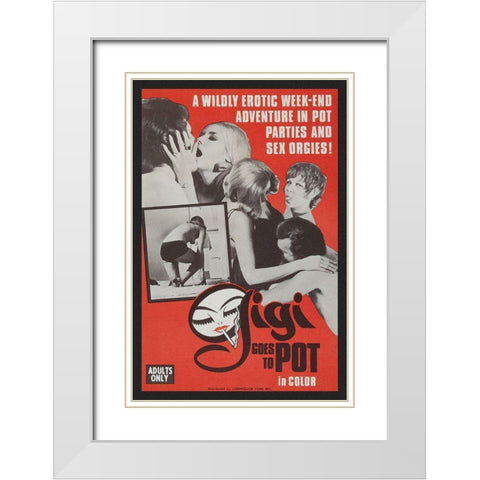 Vintage Vices: Gigi Goes to Pot White Modern Wood Framed Art Print with Double Matting by Vintage Vices