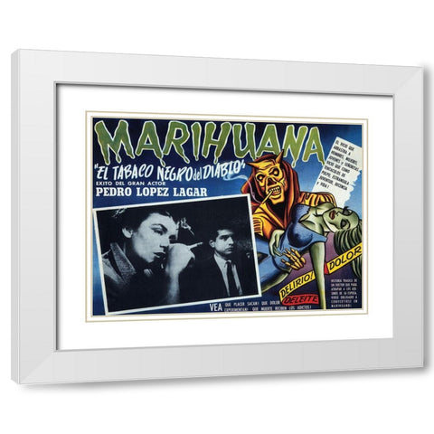 Vintage Vices: El Tobaco Negro del Diablo White Modern Wood Framed Art Print with Double Matting by Vintage Vices
