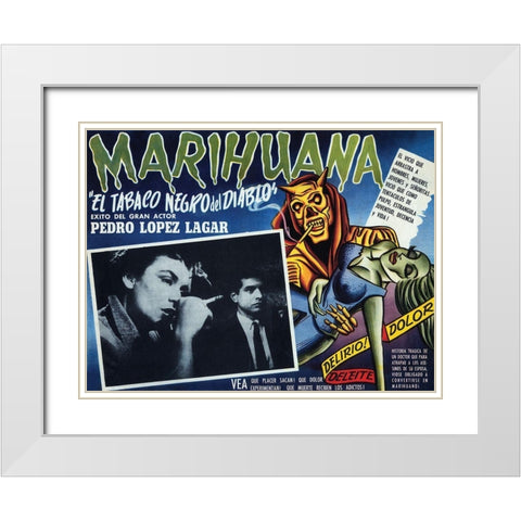 Vintage Vices: El Tobaco Negro del Diablo White Modern Wood Framed Art Print with Double Matting by Vintage Vices