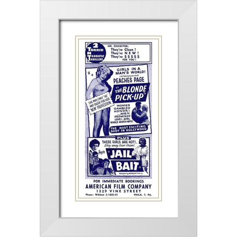 Vintage Vices: Blonde Pick-Up and Jail Bait White Modern Wood Framed Art Print with Double Matting by Vintage Vices