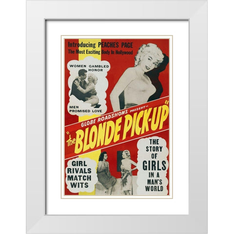 Vintage Vices: Blonde Pick-Up White Modern Wood Framed Art Print with Double Matting by Vintage Vices