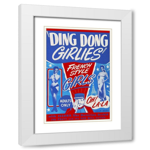 Vintage Vices: Ding Dong Girlies White Modern Wood Framed Art Print with Double Matting by Vintage Vices