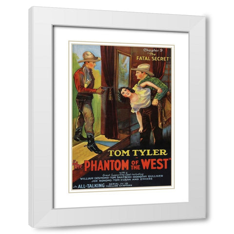 Vintage Westerns: Phantom of the West - Fatal Secret White Modern Wood Framed Art Print with Double Matting by Unknown