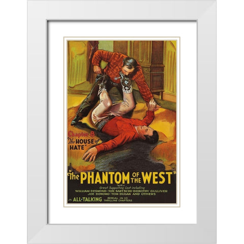 Vintage Westerns: Phantom of the West -  House of hate White Modern Wood Framed Art Print with Double Matting by Unknown