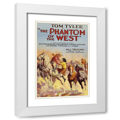 Vintage Westerns: Phantom of the West - Ghost Riders White Modern Wood Framed Art Print with Double Matting by Unknown
