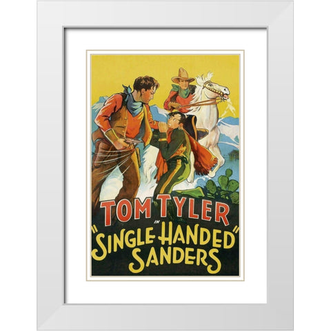 Vintage Westerns: Single Handed Sanders White Modern Wood Framed Art Print with Double Matting by Unknown
