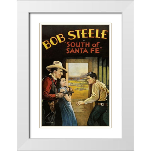 Vintage Westerns: South of Santa Fe White Modern Wood Framed Art Print with Double Matting by Unknown