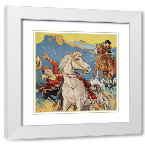 Vintage Westerns: Vanishing men - Detail White Modern Wood Framed Art Print with Double Matting by Unknown