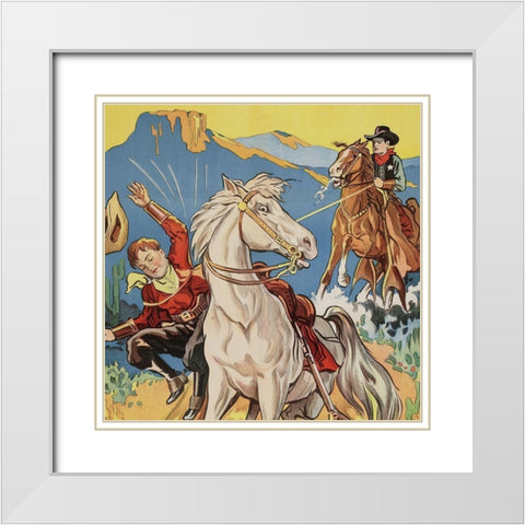 Vintage Westerns: Vanishing men - Detail White Modern Wood Framed Art Print with Double Matting by Unknown