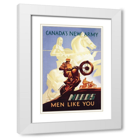 WWI: Canadas New Army: Men Like You White Modern Wood Framed Art Print with Double Matting by Aldwinkle, Eric