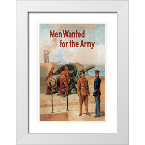 WWI: Men Wanted for the Army White Modern Wood Framed Art Print with Double Matting by Whalen, Michael P.