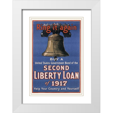 WWI: Ring It Again White Modern Wood Framed Art Print with Double Matting by Unknown