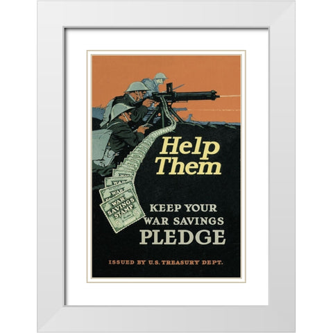 WWI: Help Them White Modern Wood Framed Art Print with Double Matting by Unknown